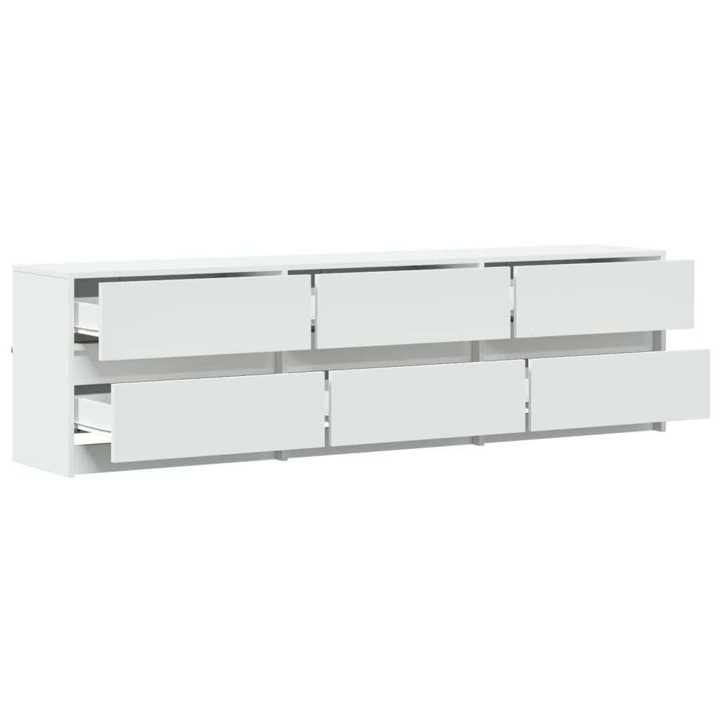 TV skapītis ar LED, balts, 180x34x50cm, koks