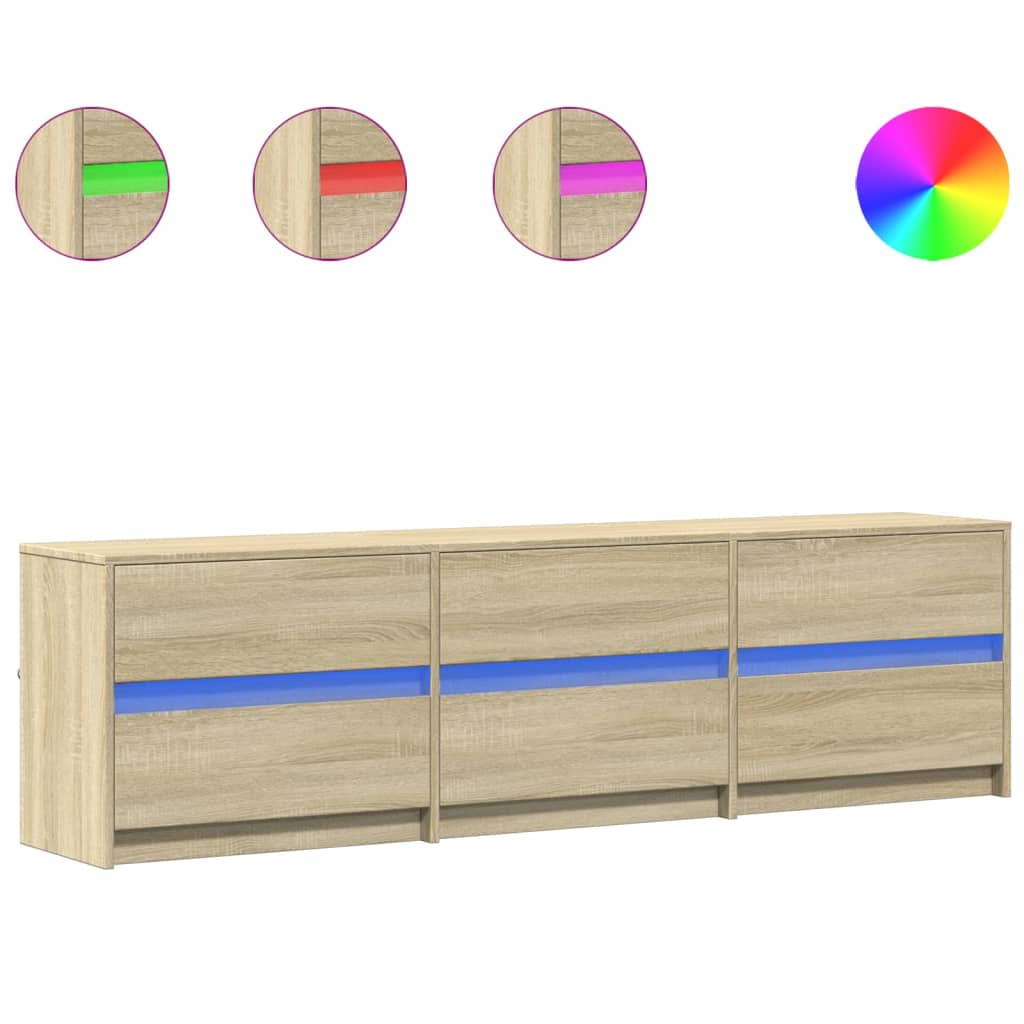 TV cabinet with LED, oak, 180x34x50cm, wood