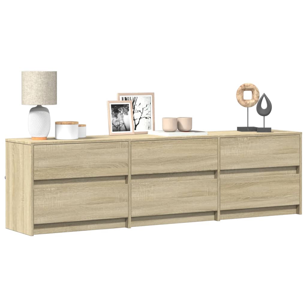 TV cabinet with LED, oak, 180x34x50cm, wood