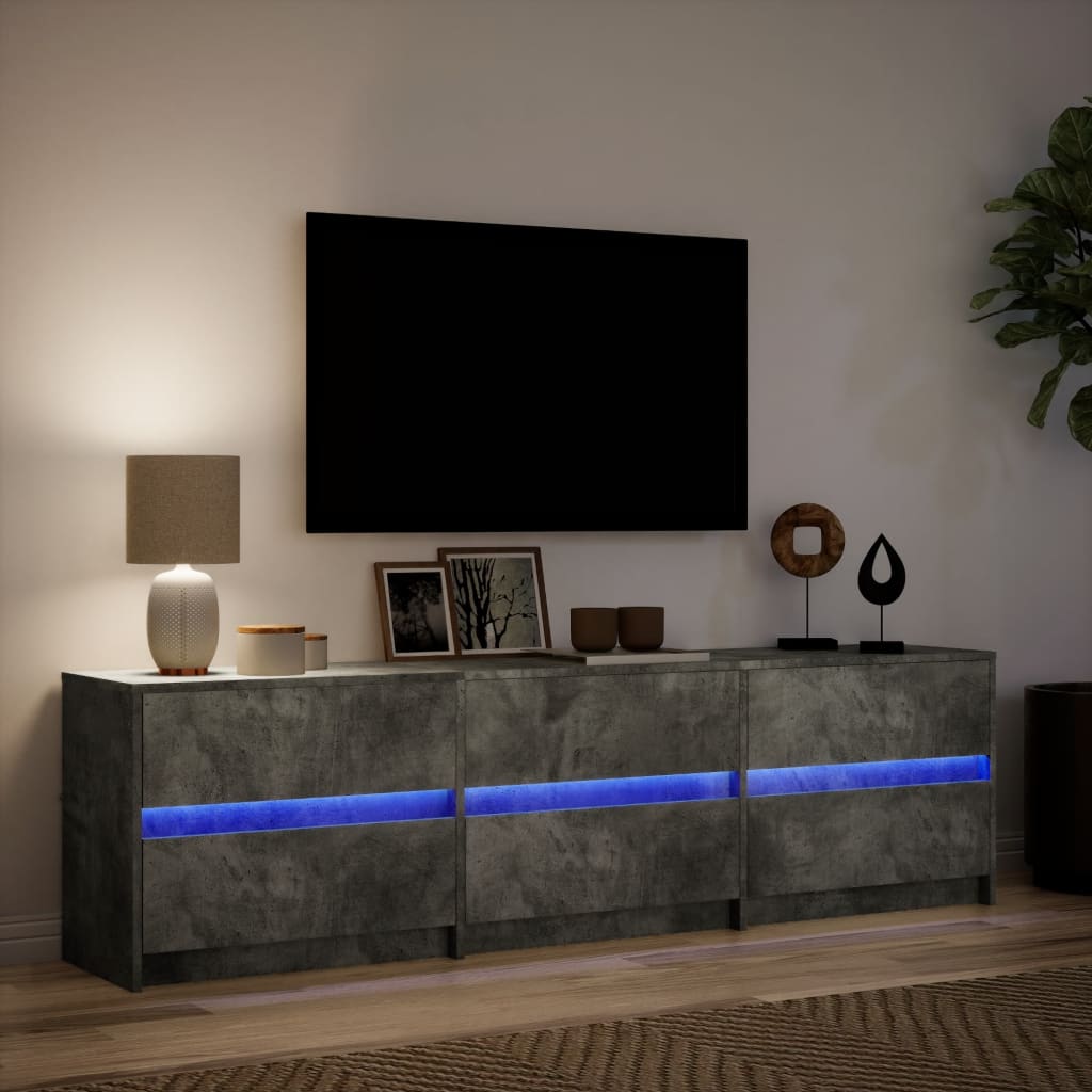 Televizoriaus spintelė su LED, pilka, 180x34x50cm, mediena