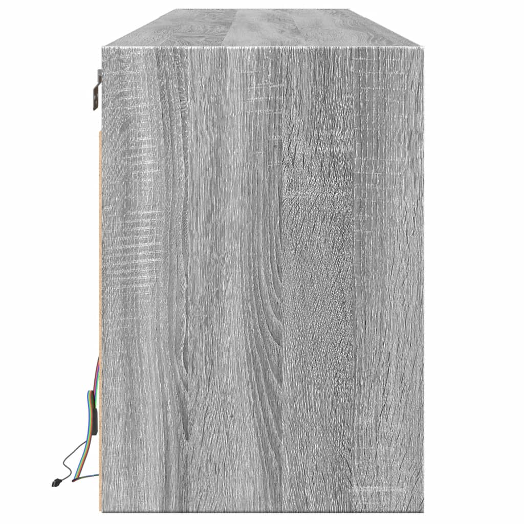 Wall-mounted TV Cabinet with LED Lights, Grey, 180x31x45cm