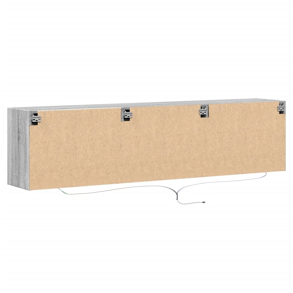 Wall-mounted TV Cabinet with LED Lights, Grey, 180x31x45cm