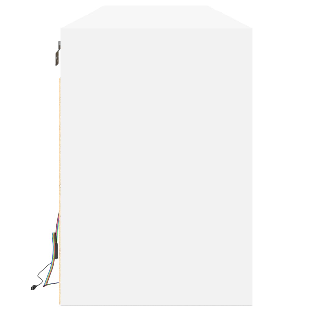 Sienas TV skapis ar LED gaismām, balts, 180x31x45cm