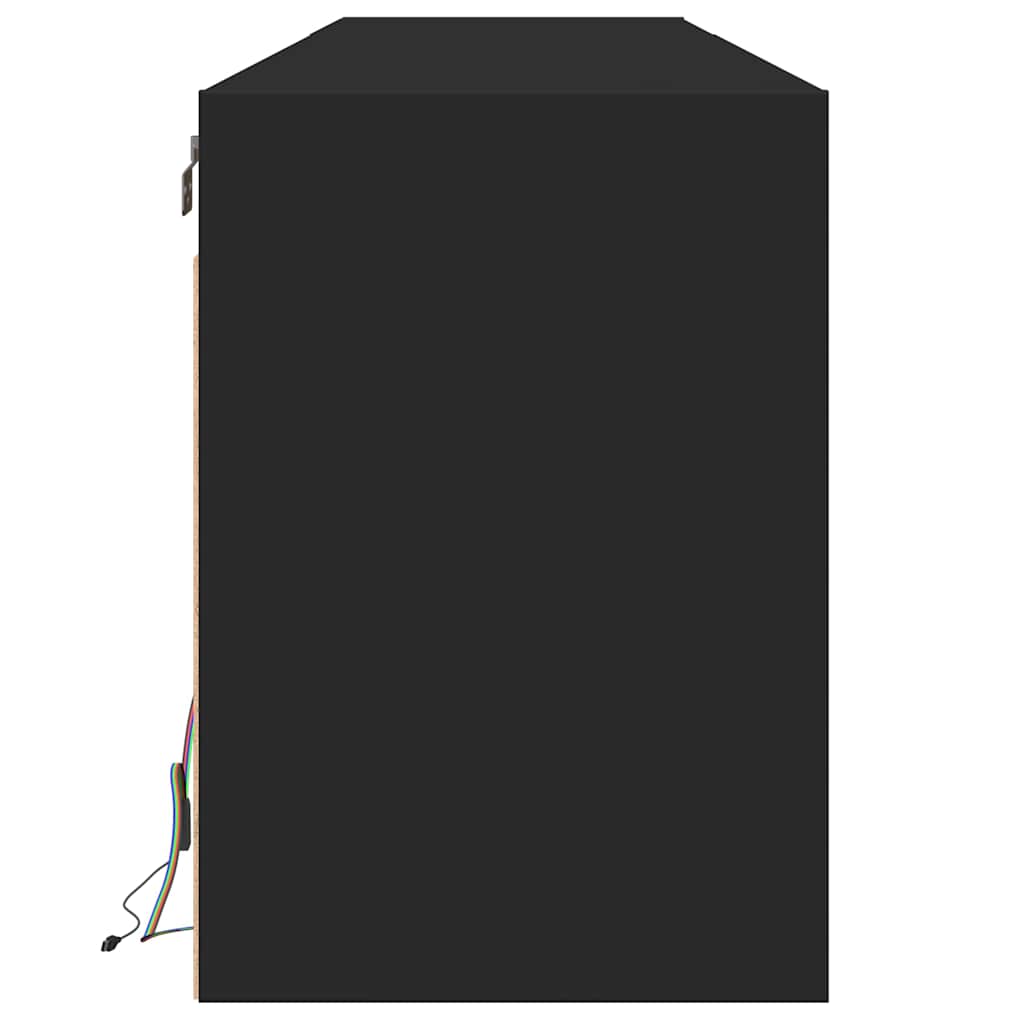 Sieninė TV spintelė su LED, juoda, 180x31x45 cm