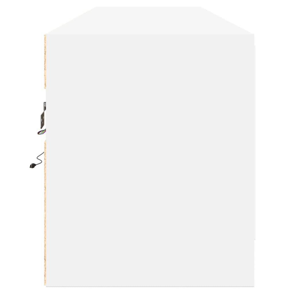 Sieninė TV spintelė su LED lemputėmis, balta, 180x31x38cm