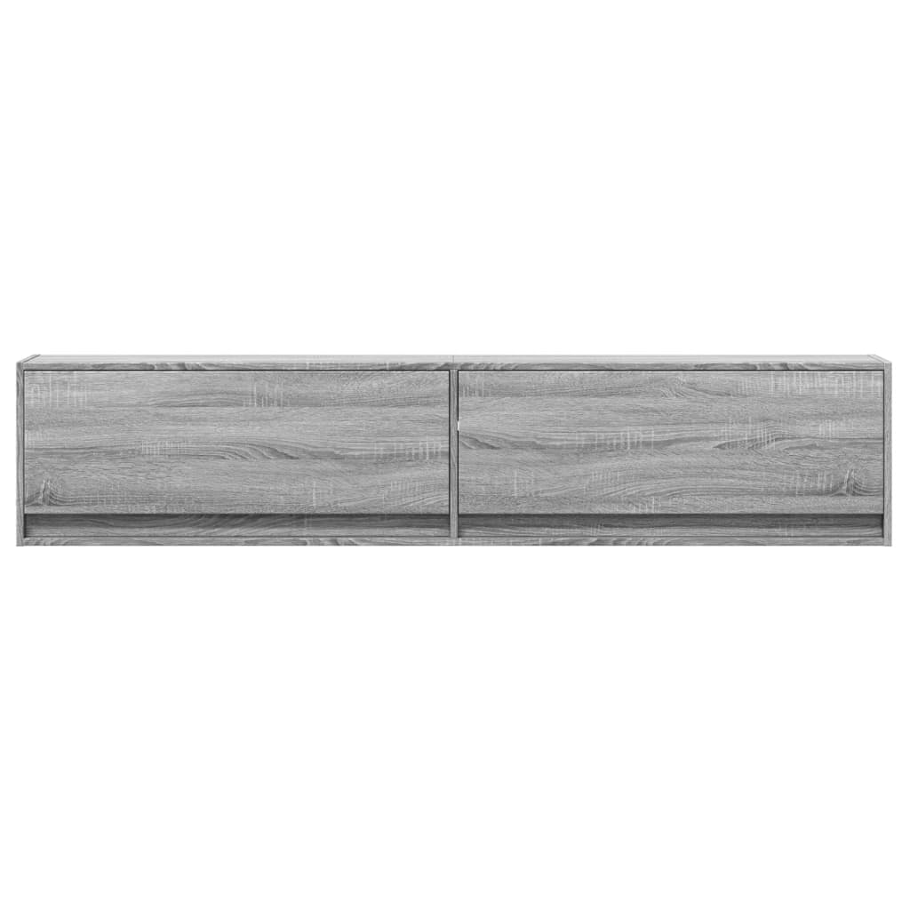 Sieninė TV spintelė su LED lemputėmis, pilka, 180x31x38cm