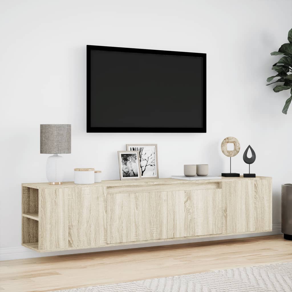 Sienas TV skapītis ar LED apgaismojumu, ozols, 180x31x39,5 cm