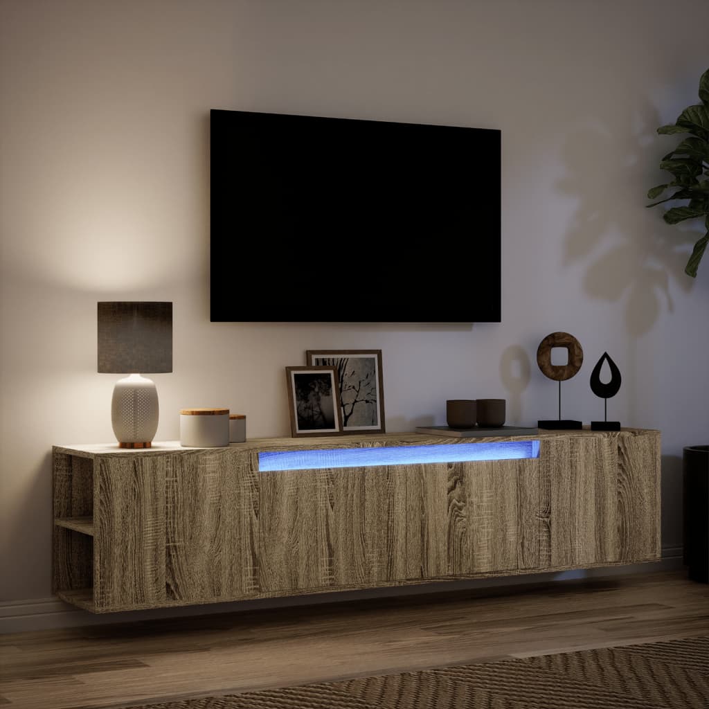 Sienas TV skapītis ar LED apgaismojumu, ozols, 180x31x39,5 cm