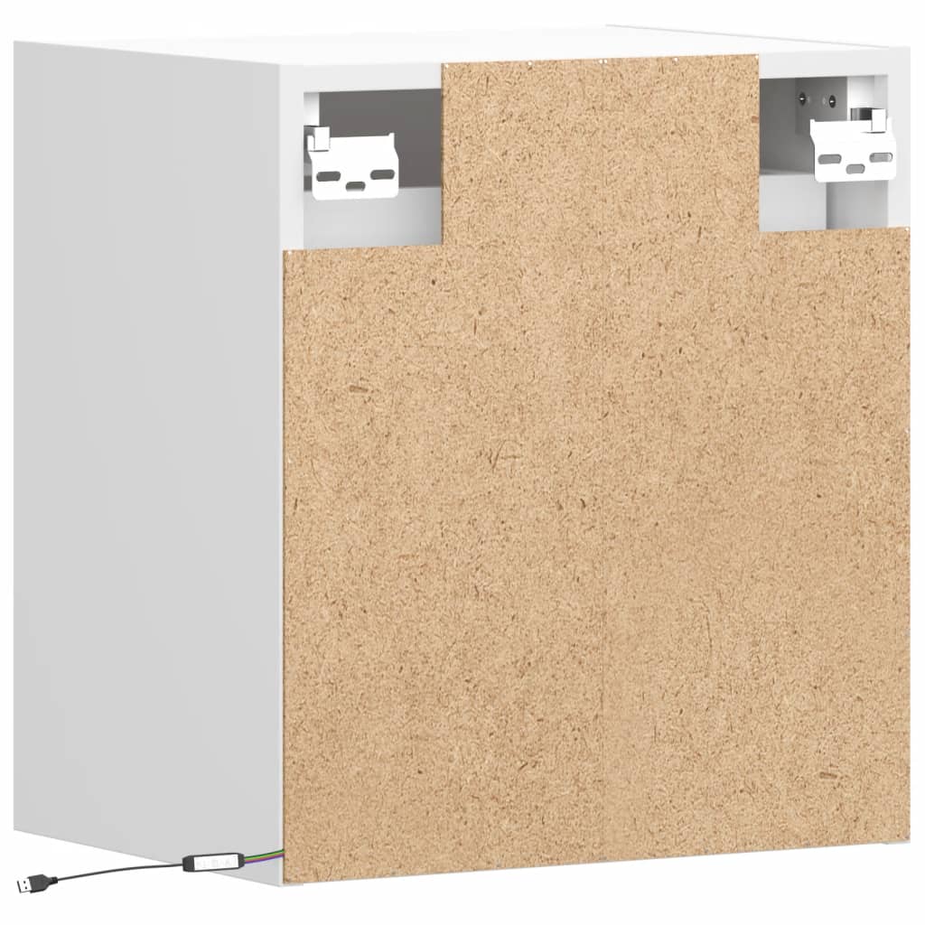 Wall-Mounted Nightstands with LED, 2 pcs., White