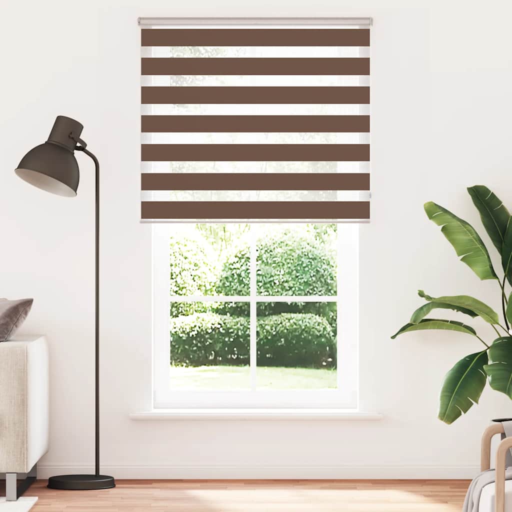 Zebrinės žaliuzės, rudos, 130x230 cm, audinys, plotis 125,9 cm, poliesteris