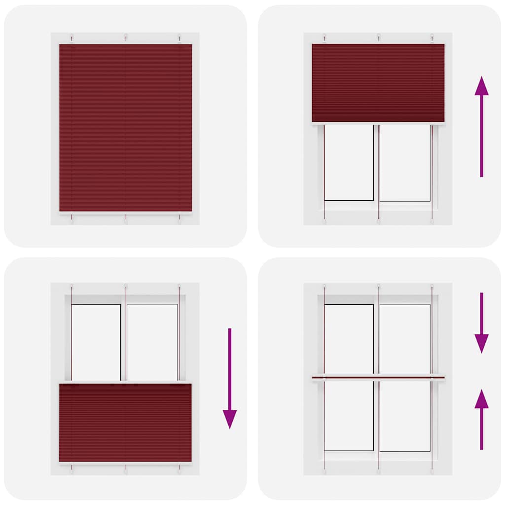Plisuota žaliuze Bordo raudona 105x100 cm Audinio plotis