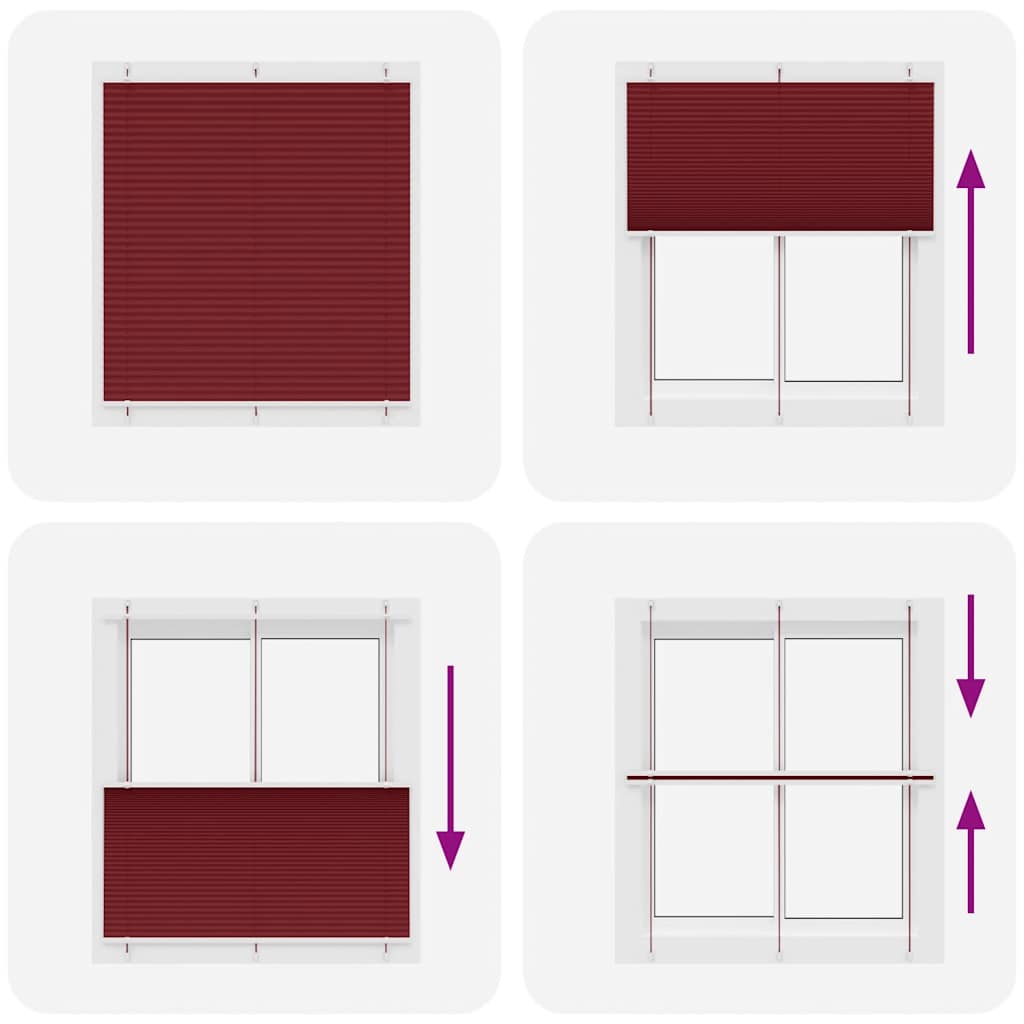 Plisuota žaliuze Bordo raudona 120x100 cm Audinio plotis