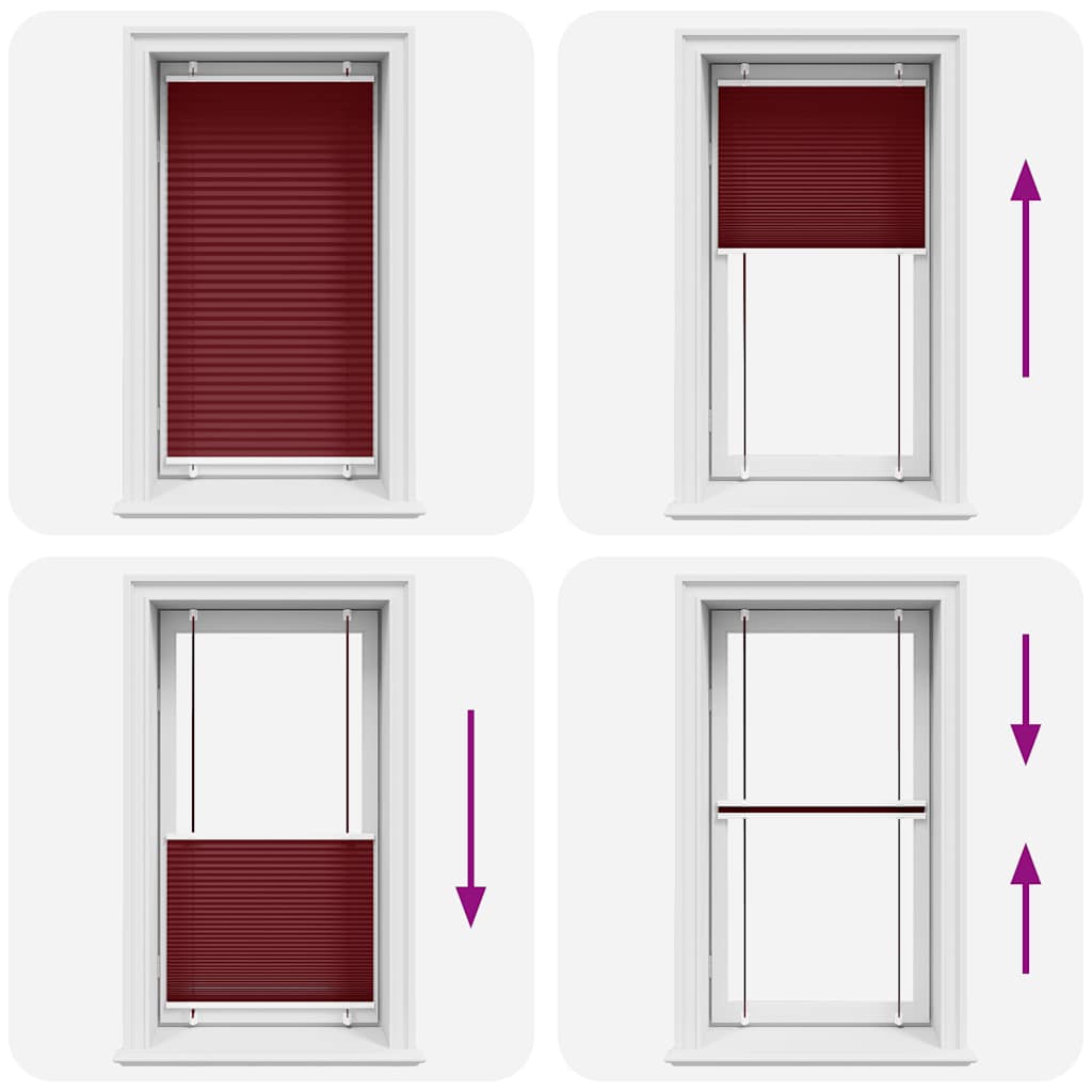 Plisuota žaliuze Bordo raudona 80x150 cm Audinio plotis 79,4 cm
