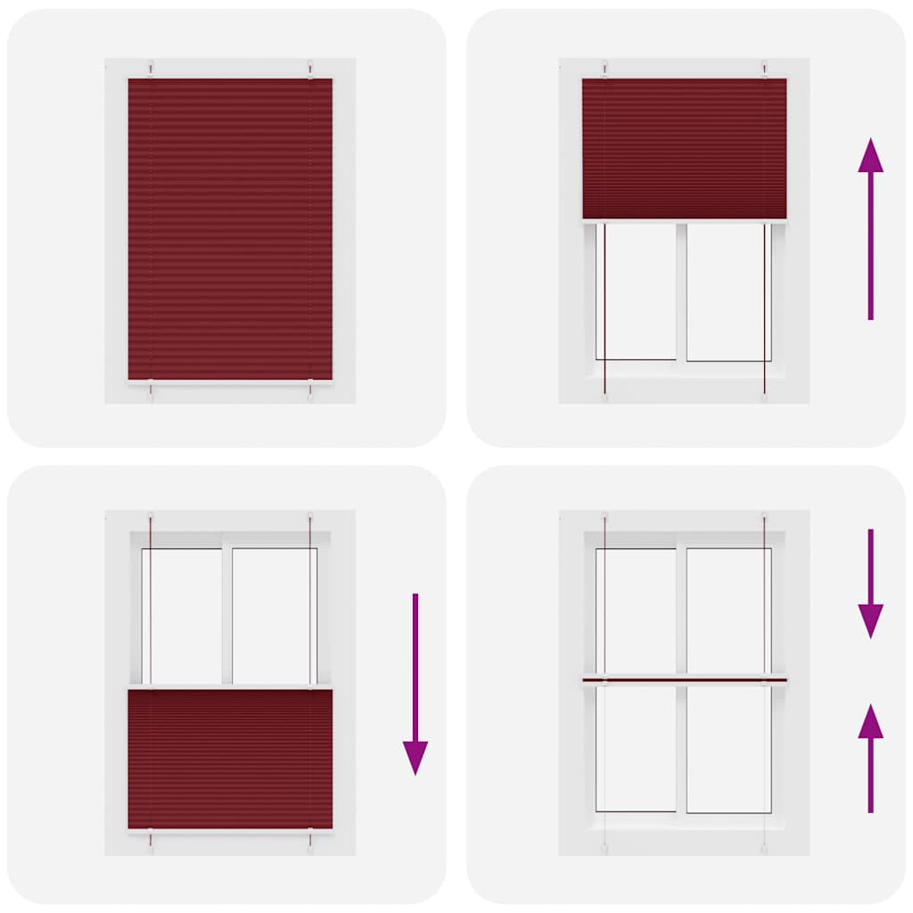 Plisuota žaliuze Bordo raudona 85x150 cm Audinio plotis 84,4 cm