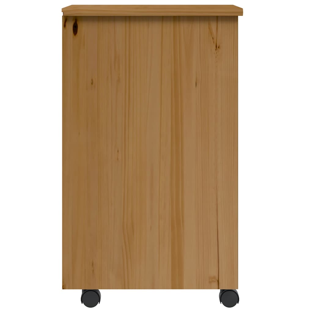 Cabinet with castors and drawers MOSS, brown, solid pine