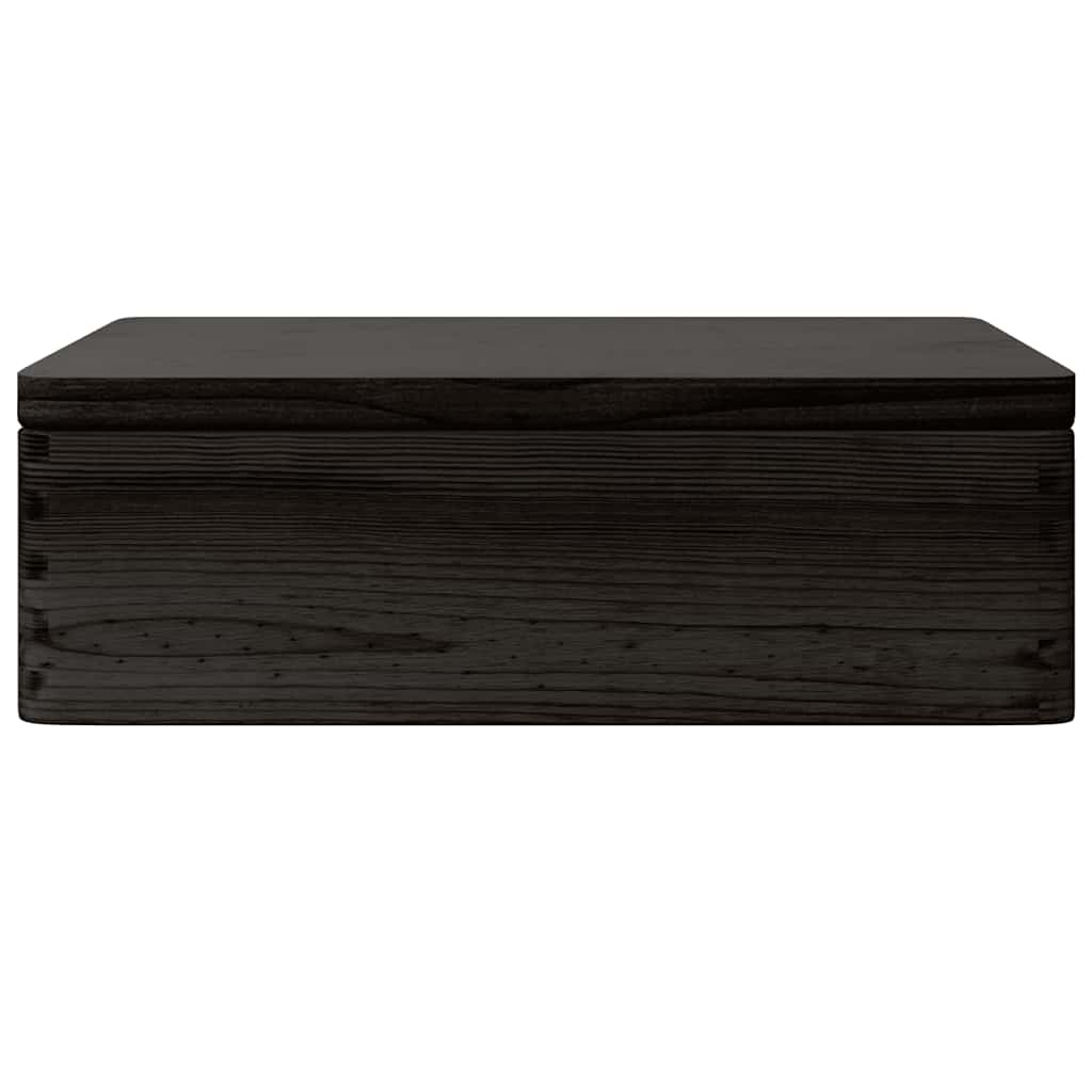 Wooden box with lid/handles, black, 40x30x13cm, pine