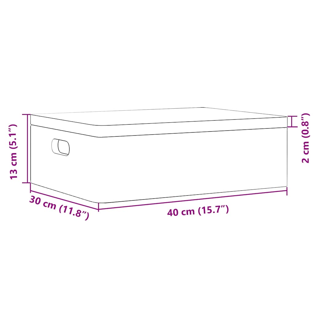 Wooden box with lid/handles, black, 40x30x13cm, pine