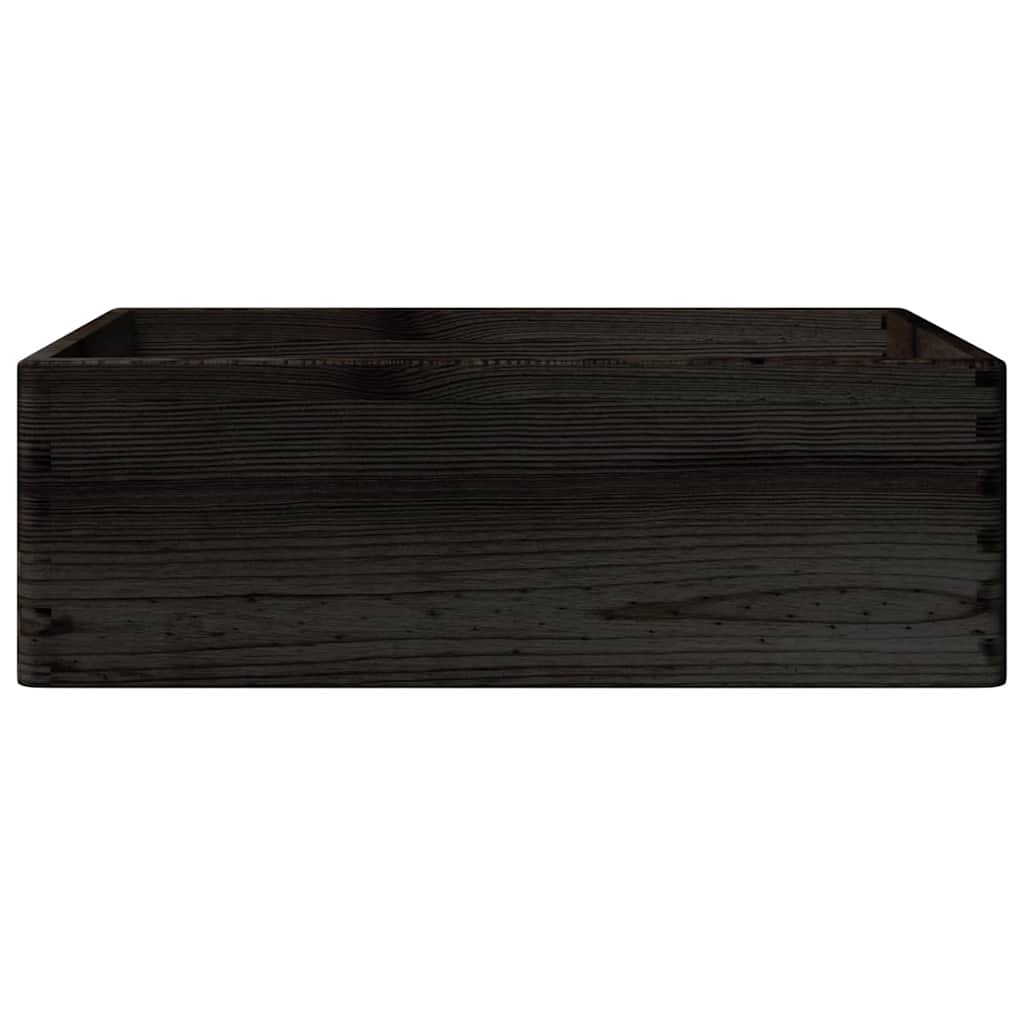 Wooden box with handles, black, 40x30x13cm, pine