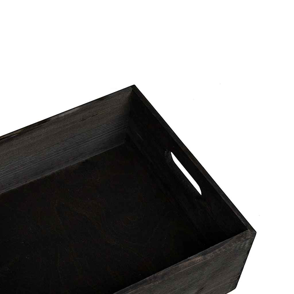 Wooden box with handles, black, 40x30x13cm, pine