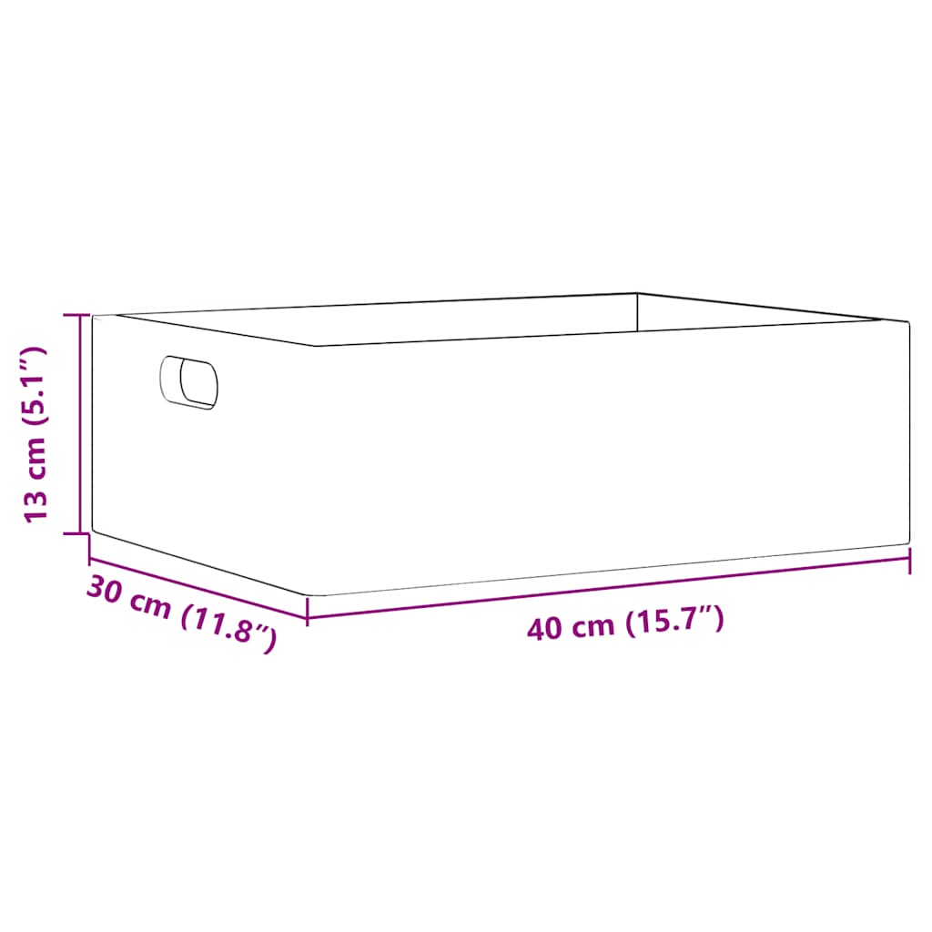 Wooden box with handles, black, 40x30x13cm, pine