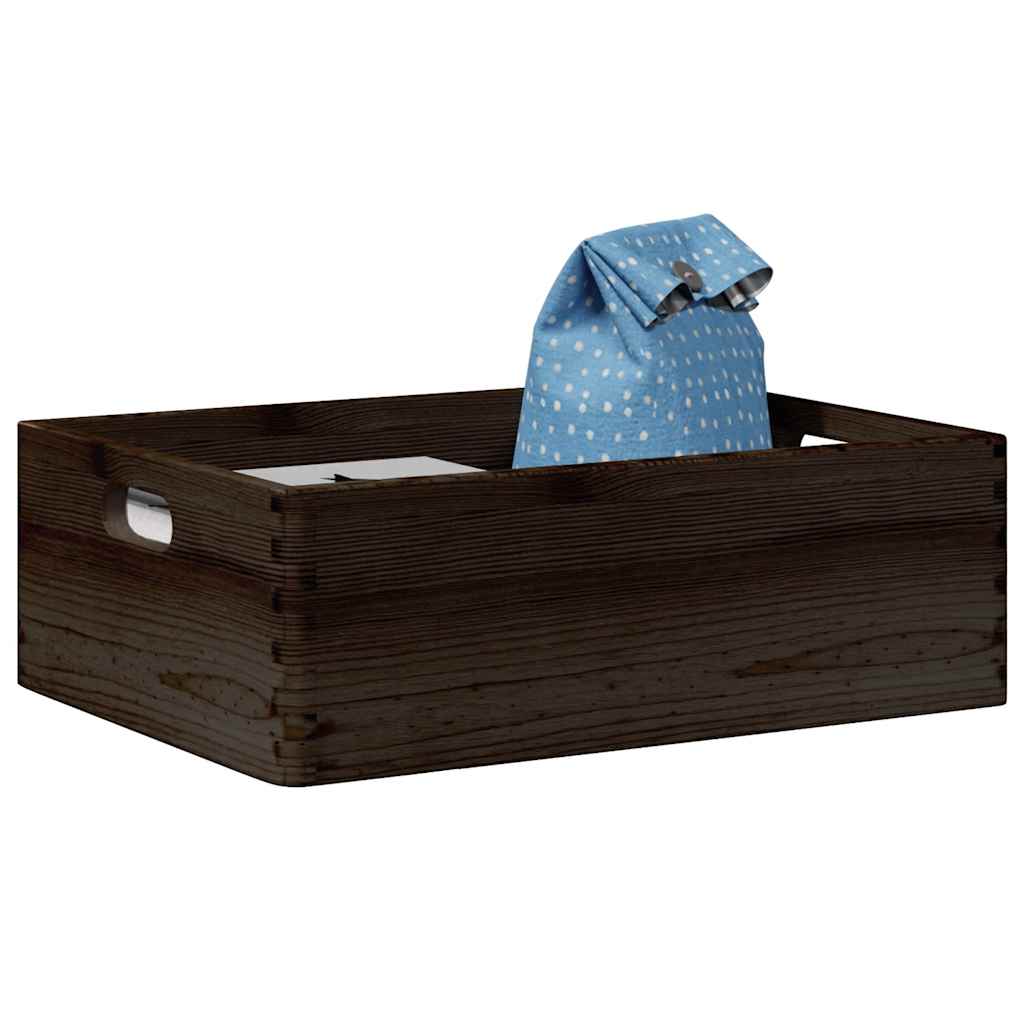 Wooden box with handles, black, 40x30x13cm, pine