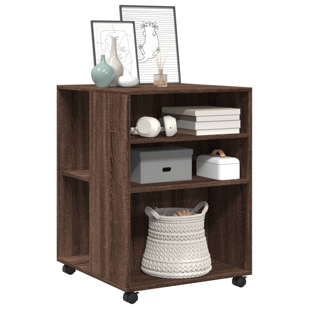 Side table with castors, brown, 55x60x78cm, wood