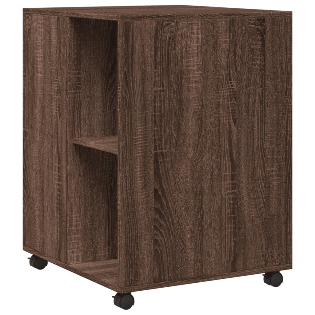 Side table with castors, brown, 55x60x78cm, wood