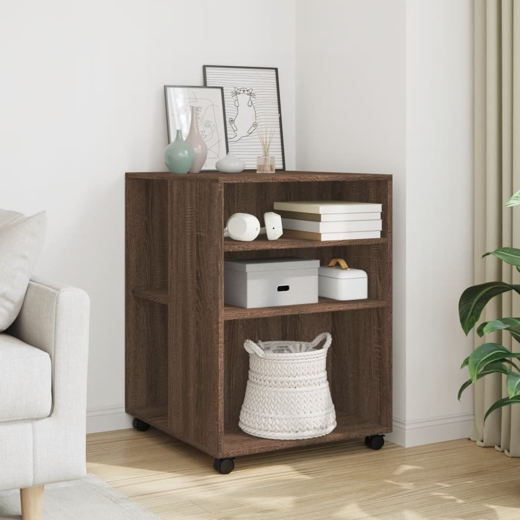 Side table with castors, brown, 55x60x78cm, wood