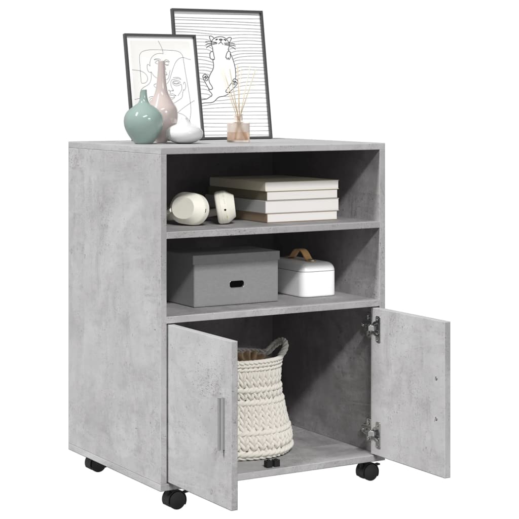 Cabinet with wheels, concrete, 60x48x81cm, treated wood