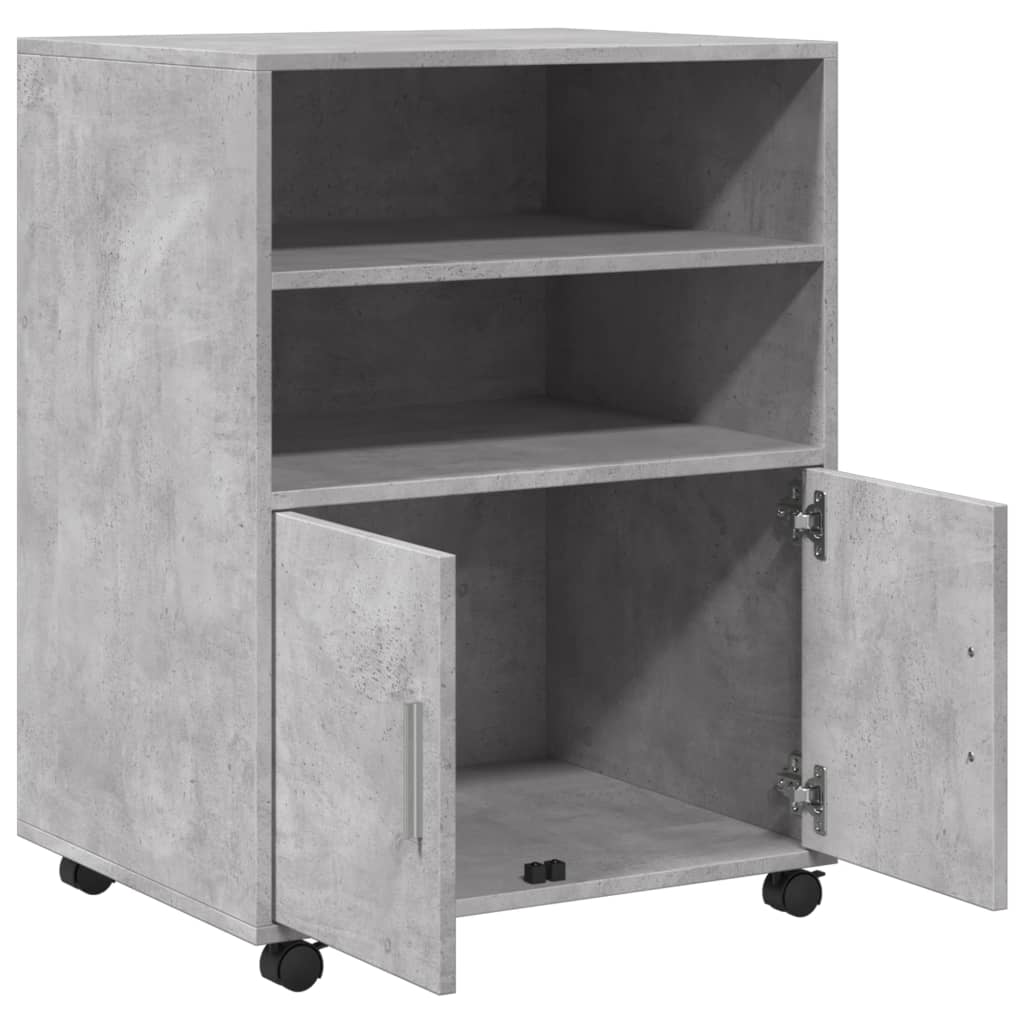 Cabinet with wheels, concrete, 60x48x81cm, treated wood