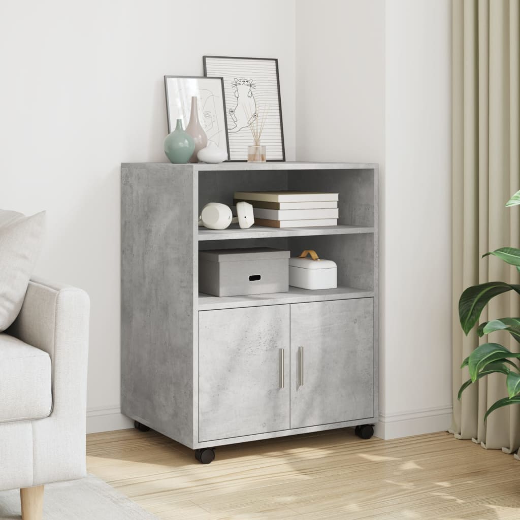 Cabinet with wheels, concrete, 60x48x81cm, treated wood