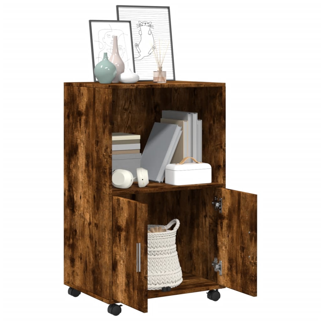 Cabinet with castors, smoky oak, 55x40x91cm, wood