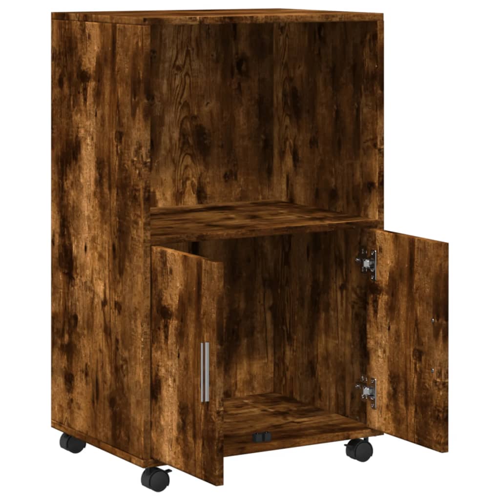 Cabinet with castors, smoky oak, 55x40x91cm, wood