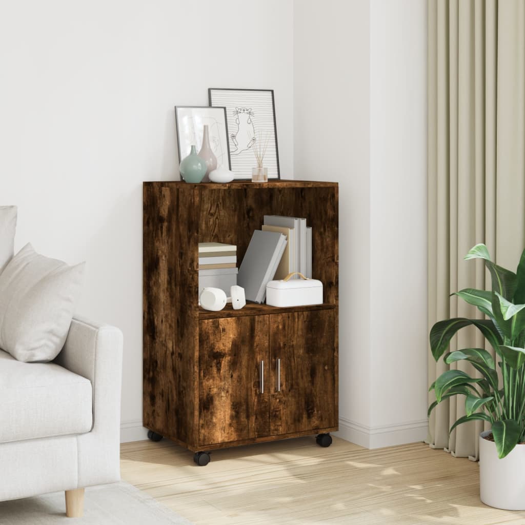 Cabinet with castors, smoky oak, 55x40x91cm, wood