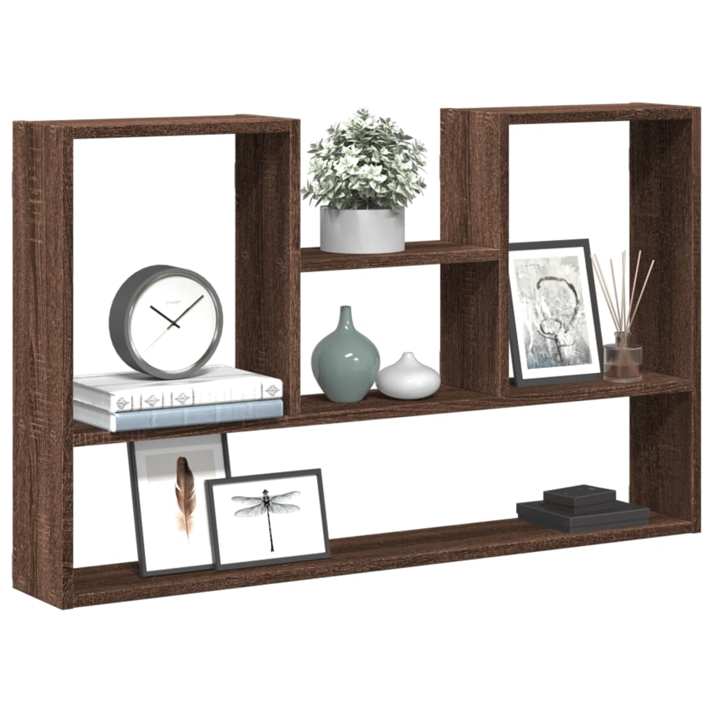 Wall shelf, brown oak, 99x15x60cm, engineered wood