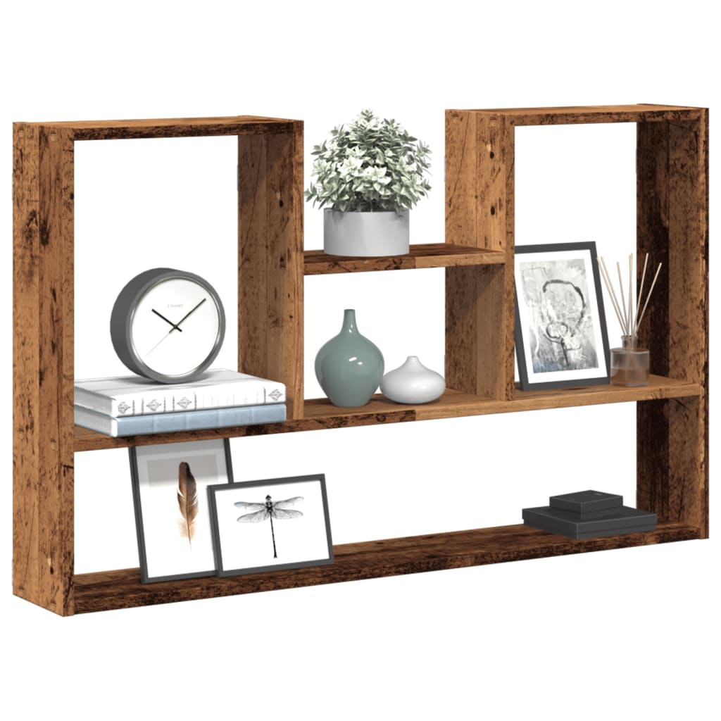 Wall shelf, antique wood, 99x15x60cm, wood