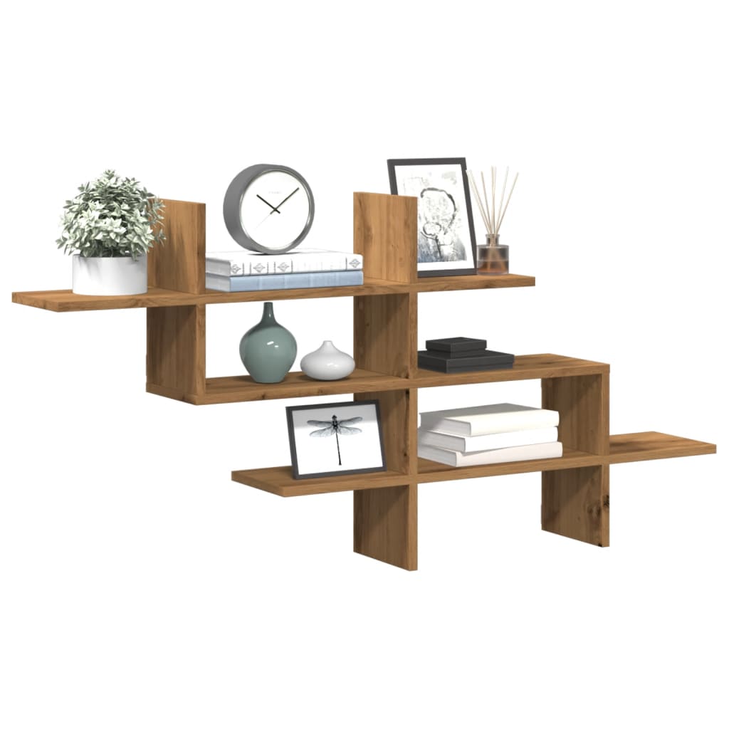 Wall shelf, artisan oak, 124.5x18x60.5cm, wood