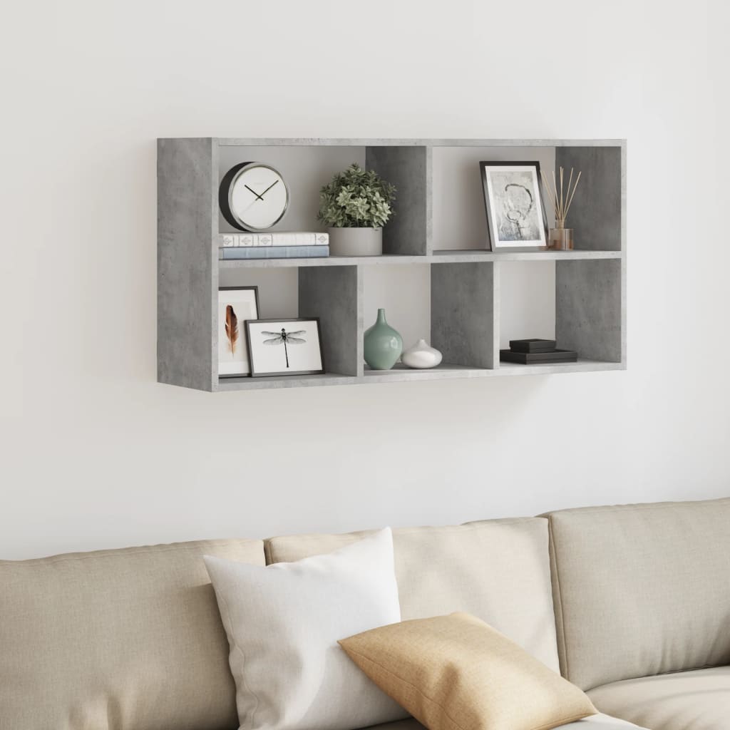 Sienas plaukts, betona pelēks, 100x25x50cm, apstrādāta koksne