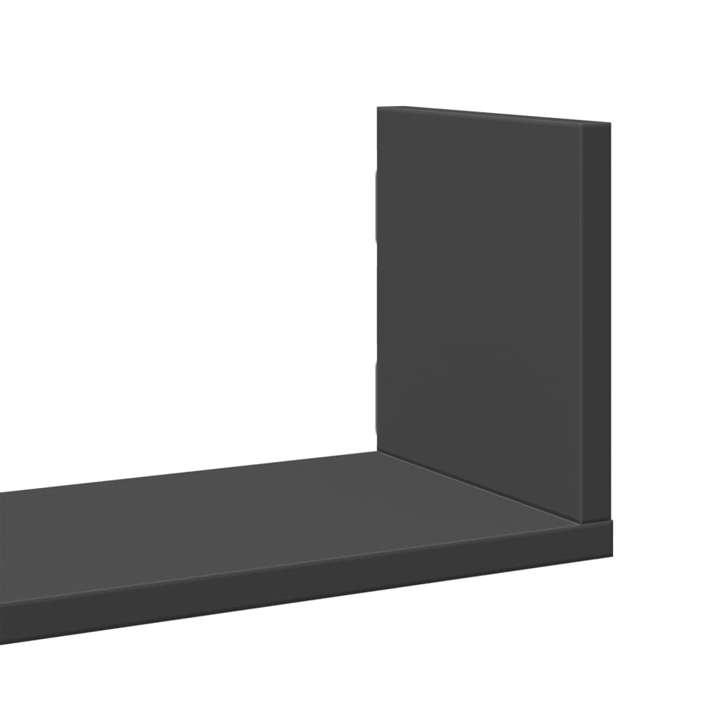 Wall shelves, 3 pcs, black, 58x18x18cm, engineered wood