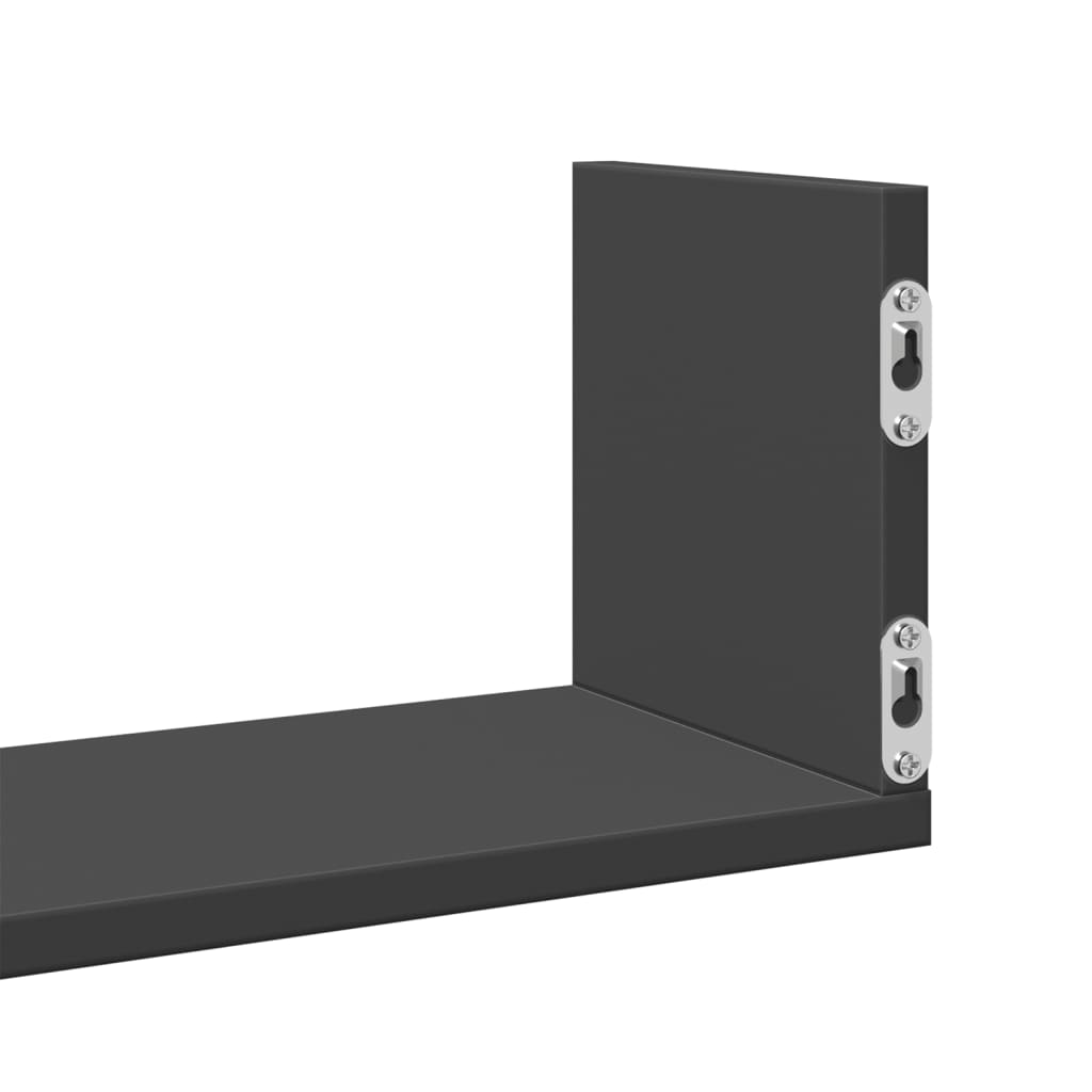 Wall shelves, 3 pcs, black, 58x18x18cm, engineered wood