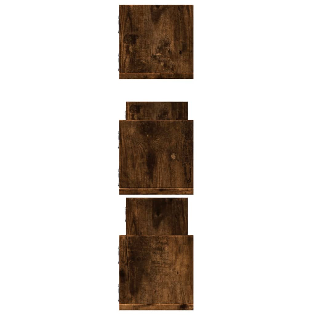 Wall shelves, 3 pcs, smoked oak, 80x18x18cm, wood