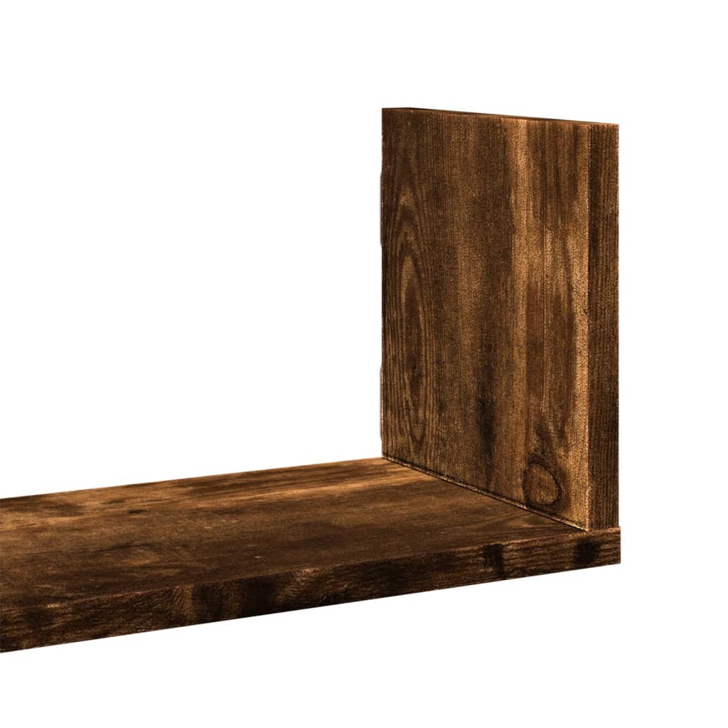 Wall shelves, 3 pcs, smoked oak, 80x18x18cm, wood