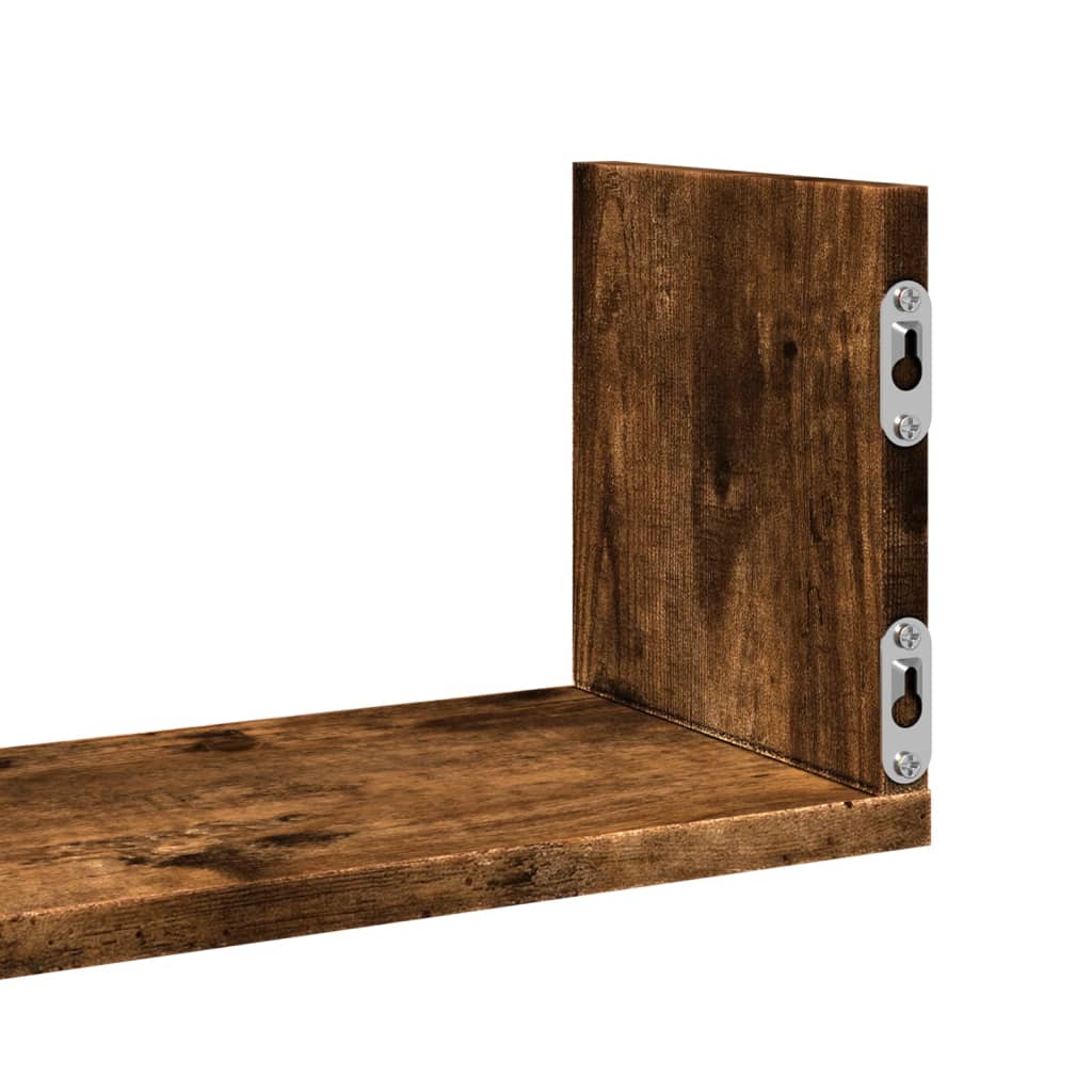 Wall shelves, 3 pcs, smoked oak, 80x18x18cm, wood