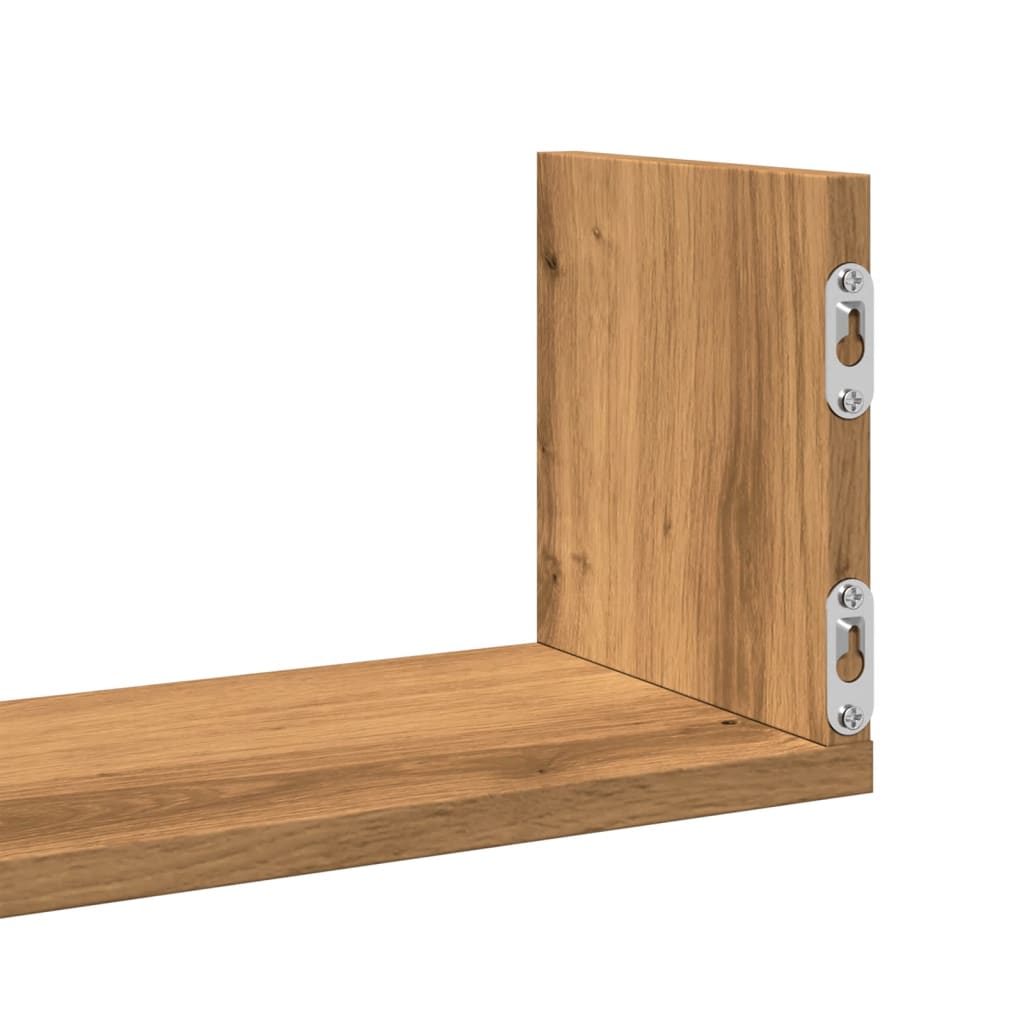 Wall shelves, 3 pcs, artisan oak, 80x18x18cm, wood