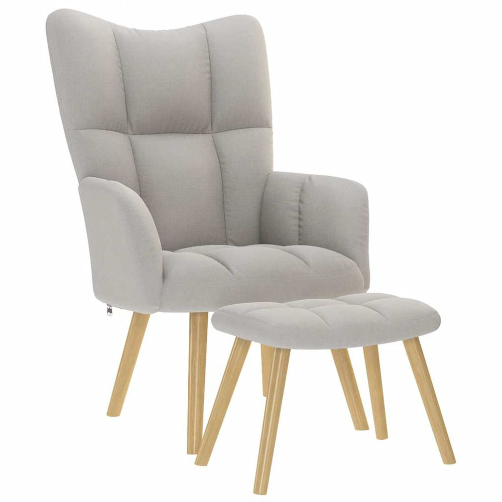 Atpalaiduojanti kėdė su Footstool Cloud Grey audiniu