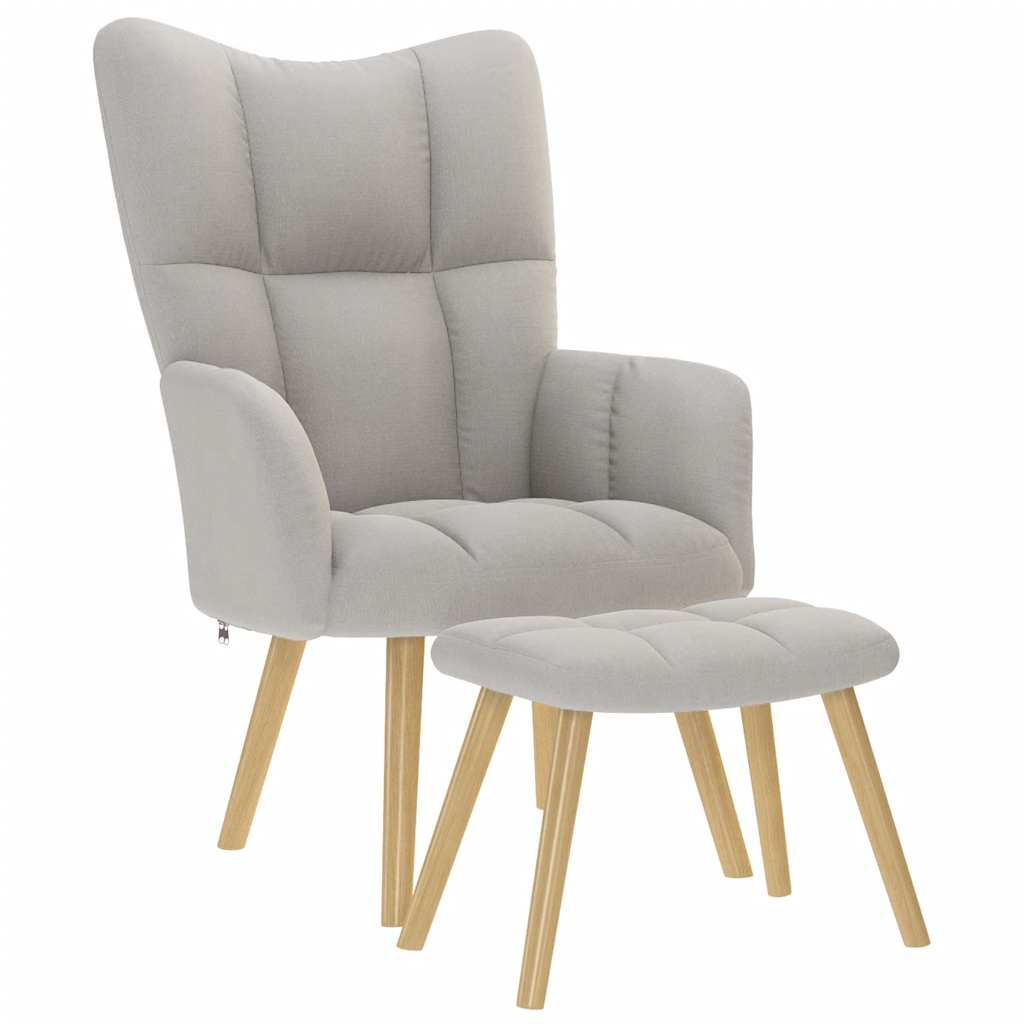 Atpalaiduojanti kėdė su Footstool Cloud Grey audiniu