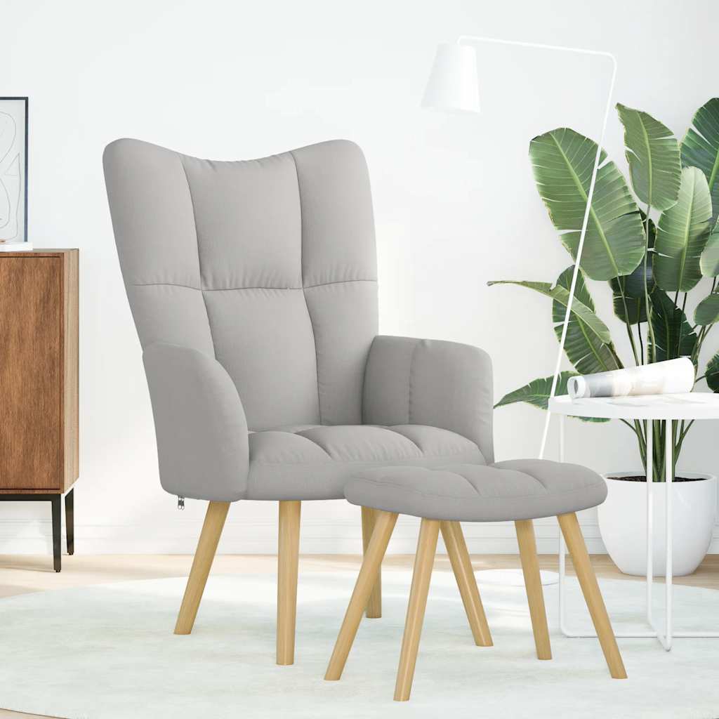 Atpalaiduojanti kėdė su Footstool Cloud Grey audiniu
