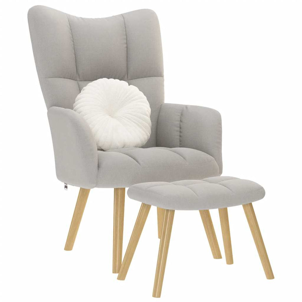 Atpalaiduojanti kėdė su Footstool Cloud Grey audiniu