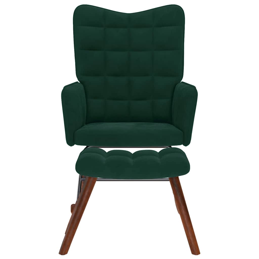 Šūpuļkrēsls ar pufu Dark Green Velvet