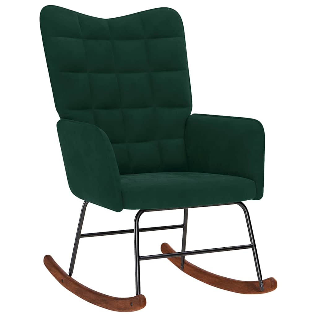 Šūpuļkrēsls ar pufu Dark Green Velvet